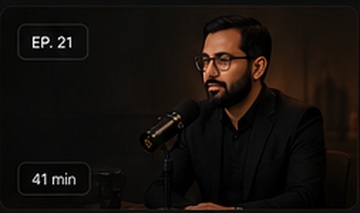 Podcast host recording episode 21